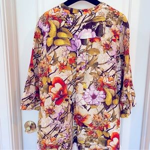 Chico’s Linen Floral Dress Sz L EUC